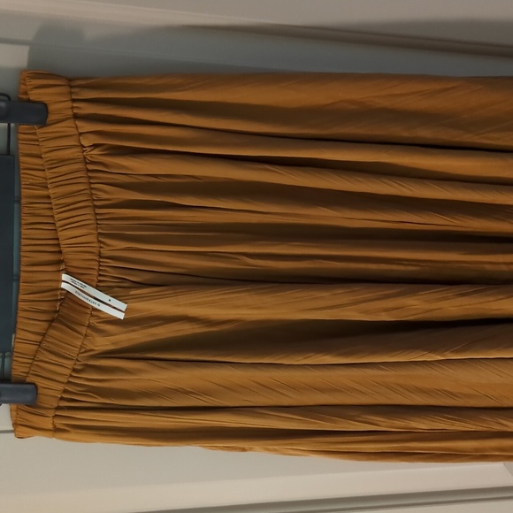 Anthropologie Golden Midi Silk Skirt - Picture 3 of 5